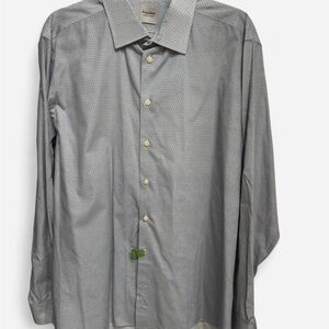 Designer Mens XL Hardy Amies Paisley pattern  Blue Dress Shirt button down